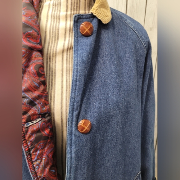 Hunters Run Women's Fall/Winter Denim Corduroy Paisley Trench Coat Jacket - Picture 11 of 13